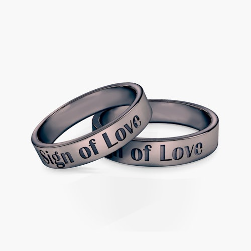 Obrączki partnerskie Sign of Love®: czarne złoto, płaskie 4mm